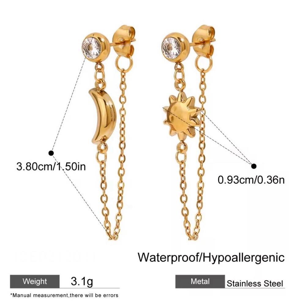 NEW✨ 18K Gold Plated Star And Moon Zirconia Pendant Earrings - Picture 6 of 8
